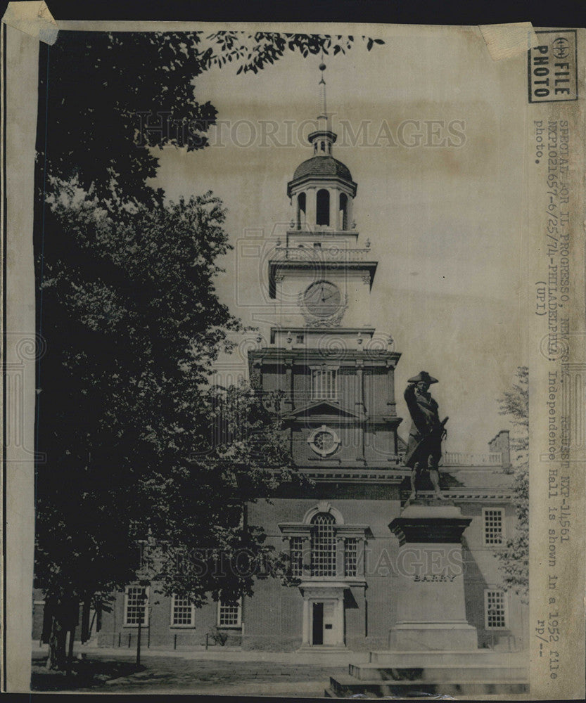 1974 Press Photo Independence Hall Shown in 1952 File - Historic Images