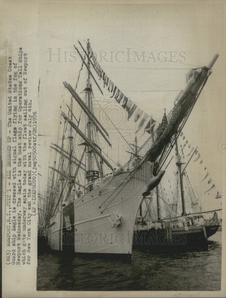 1976 Press Photo US Coast Guard ship &#39;Eagle&#39; in Newport, R.I. - Historic Images