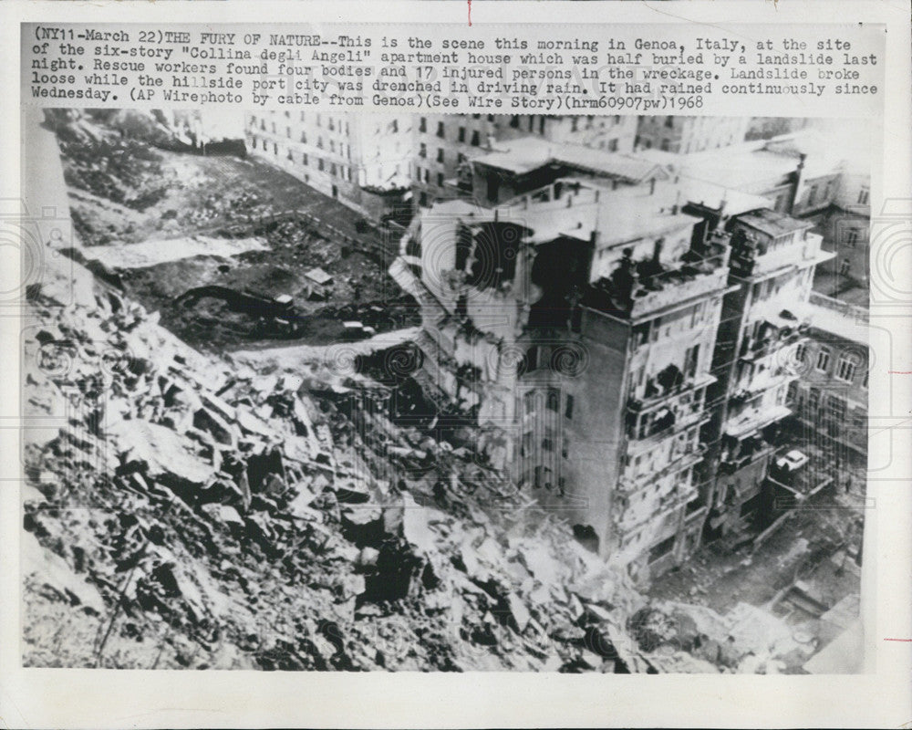1968 Press Photo genoa Italy Landslide - Historic Images