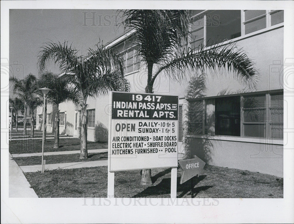 1964 Press Photo Indian Pass Apartments, Indian Rocks Beach South Shore - Historic Images