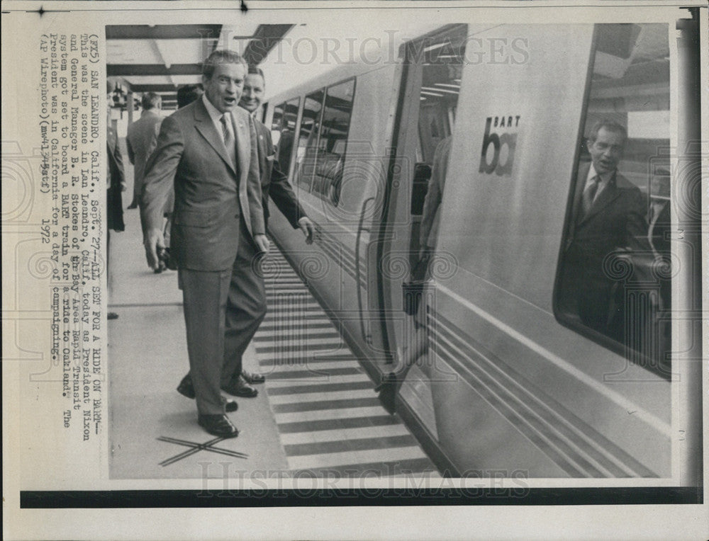 1972 Press Photo President Nixon &amp; BB Stokes Manager of Bay Area Transit - Historic Images