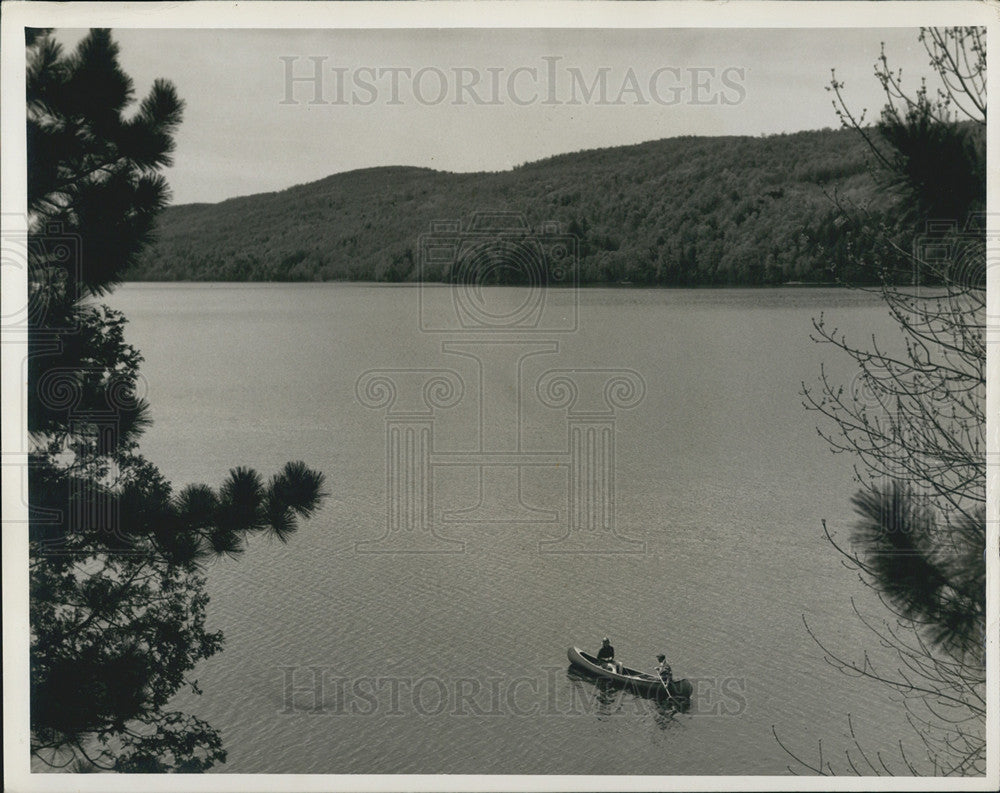 Undated Press Photo View of Lake Archambault in the Laurentian Mountains, Quebec, Canada - Historic Images
