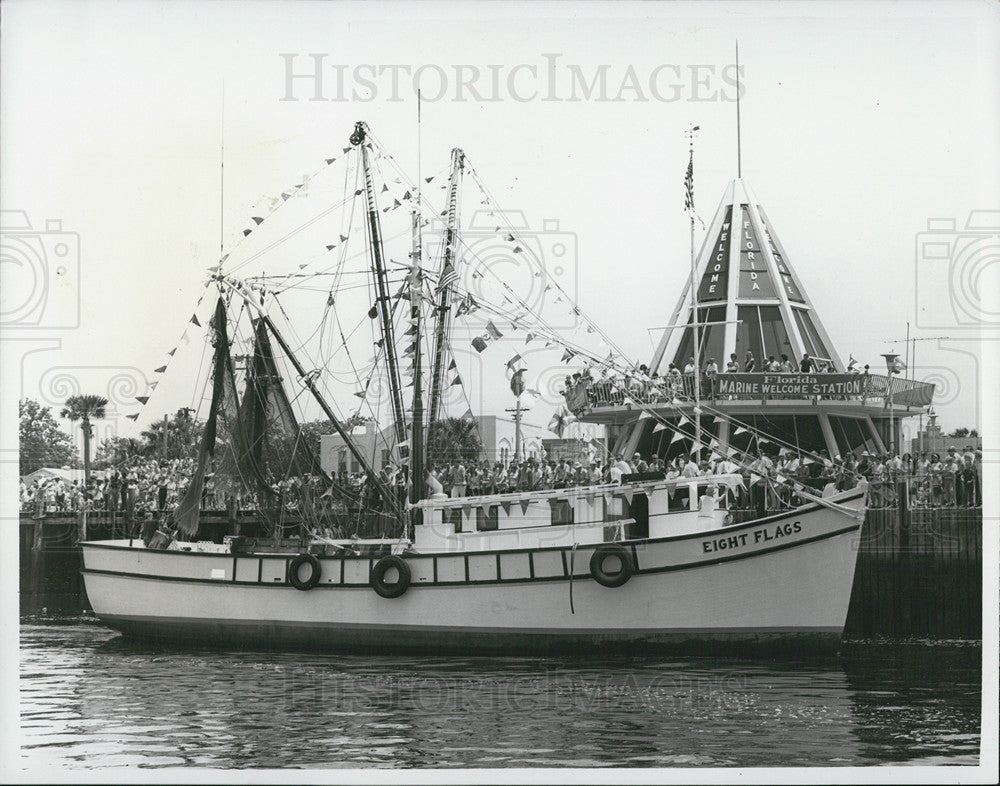 1973 Press Photo Florida Marine Eight Flags Shrimp Boat Races Ferhandina Beach - Historic Images