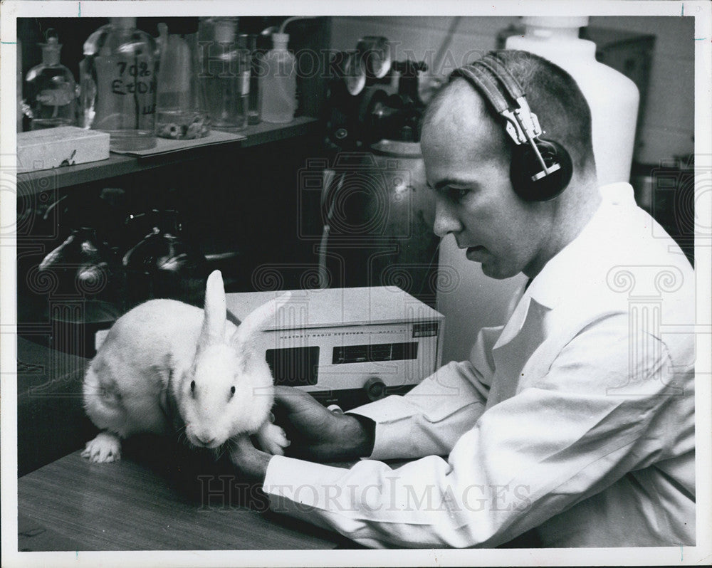 1964 Press Photo Florida State University white bunny broadcasting station - Historic Images