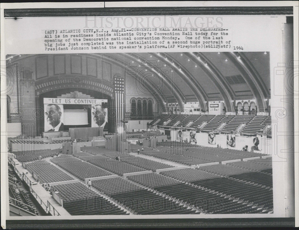 1964 Press Photo Democratic National Convention Atlantic City Convention Hall - Historic Images