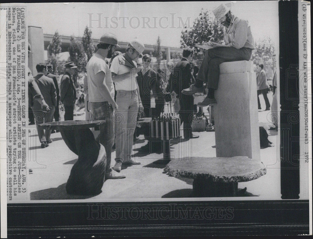 Press Photo Charles Nelson San Francisco street artist sell wares Embarcadero - Historic Images