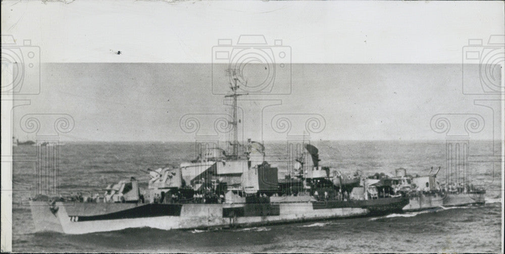 1950 Press Photo American Destroyer &quot;The Mansfield&quot; Hit by A Mine off N Korea - Historic Images