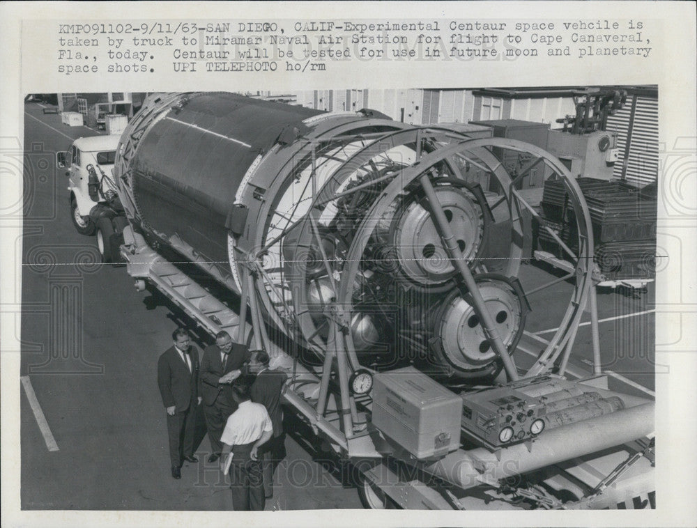 1963 Press Photo Experimental Centaur Space Vehicle At Miramar Naval Air Station - Historic Images