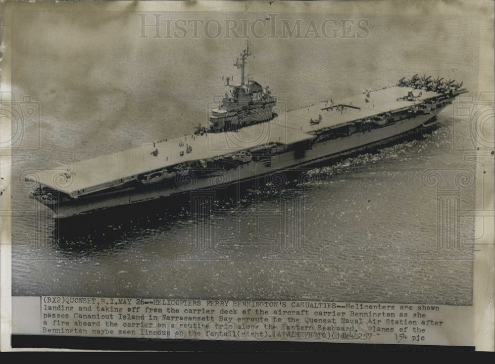 1954 Press Photo Aircraft Carrier Bennington - Historic Images