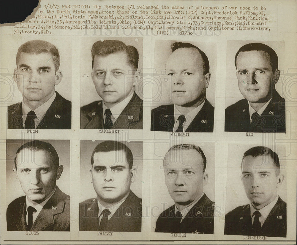 1973 Press Photo Pentagon Releases Names Of POWs Set For Release - Historic Images