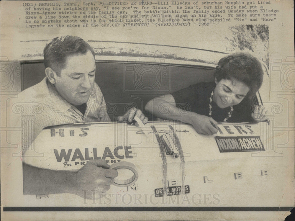 1968 Press Photo Bill Elledge, Wife, Nixon, Agnew, Wallace - Historic Images