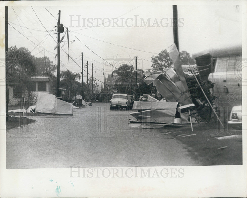 1966 Press Photo Trailer Park Street Damage Tornado Pinellas County Florida - Historic Images