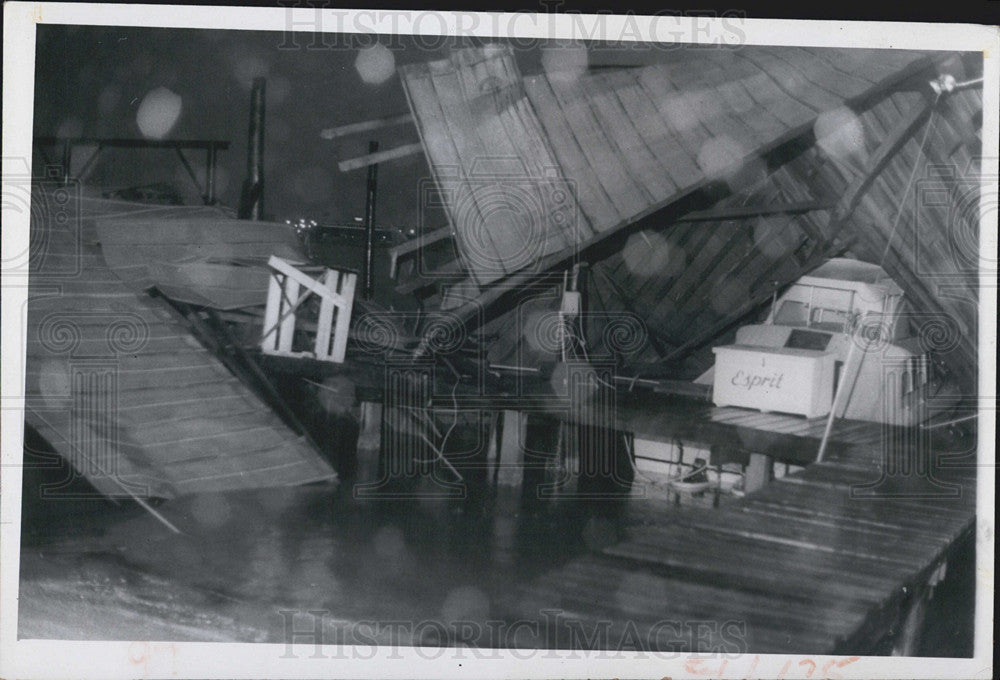 1971 Press Photo Tornado Damage, Boat Shed, Clearwater Yacht Club - Historic Images