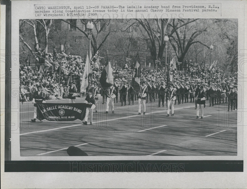 1969 Press Photo LaSalle Academy band Marches During Cherry Blossom Festival - Historic Images
