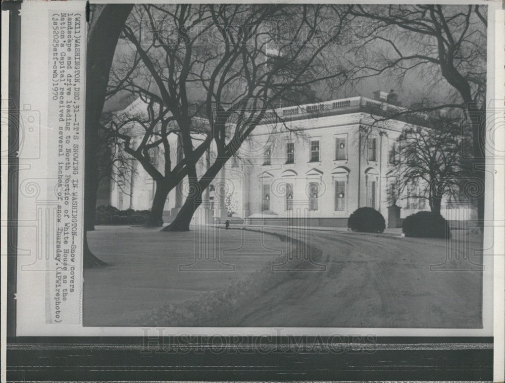 1970 Press Photo Snow in Washington at White House - Historic Images