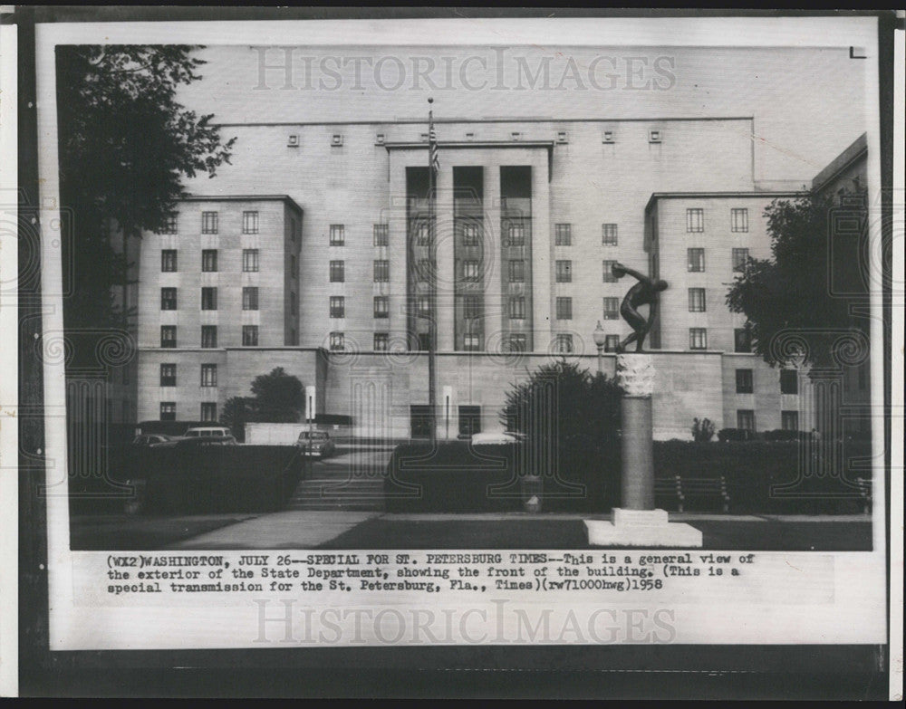 1958 Press Photo Exterior View State Department Building Washington DC - Historic Images