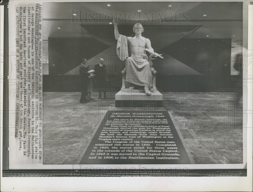 1964 Press Photo Monument George Washington Smithsonian Museum Horatio Greenough - Historic Images