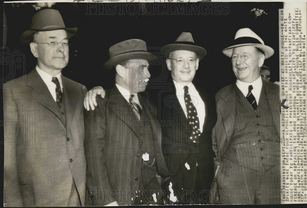 1939 Press Photo Rep. Carl E. Mapes Joseph W. Martin Alf M. Landon White House - Historic Images