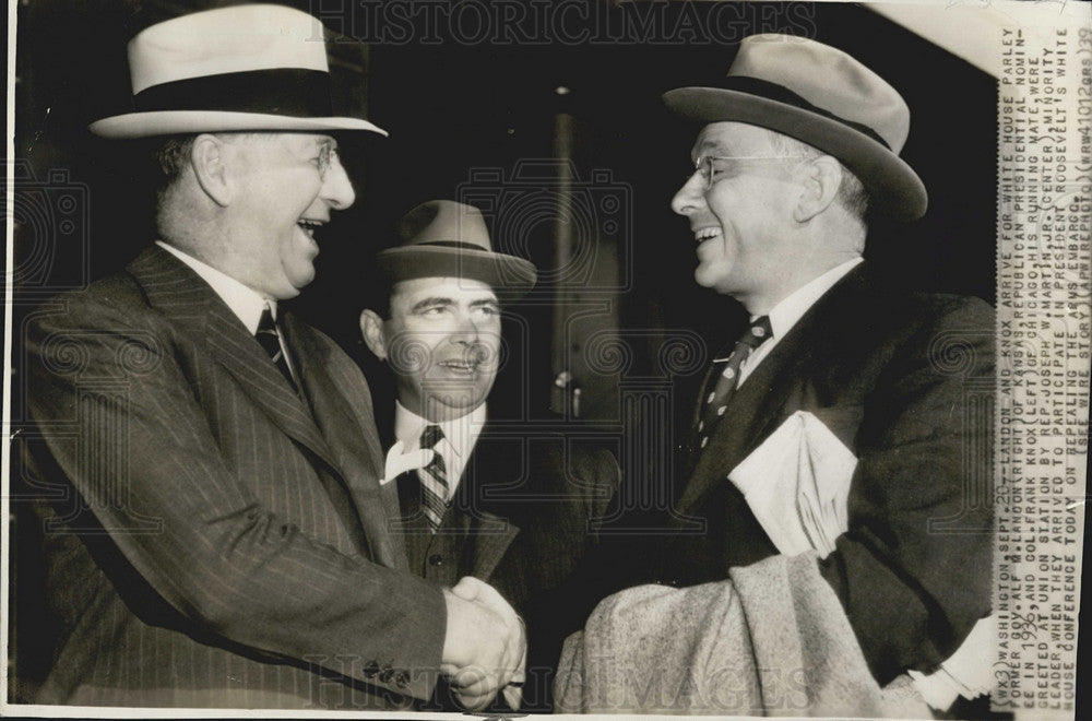 1939 Press Photo Landon and Knox participating in Roosevelt&#39;s White House - Historic Images