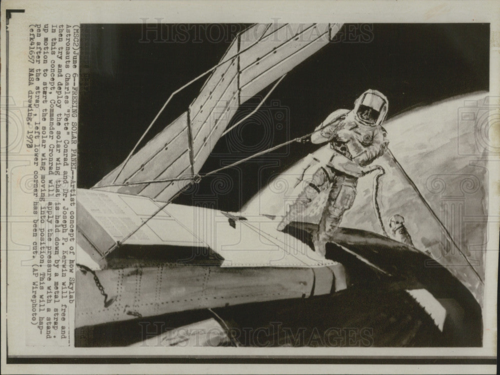 1978 Press Photo Artist Concept Skylab Astronauts Charles "Pete" Conrad and Dr. - Historic Images
