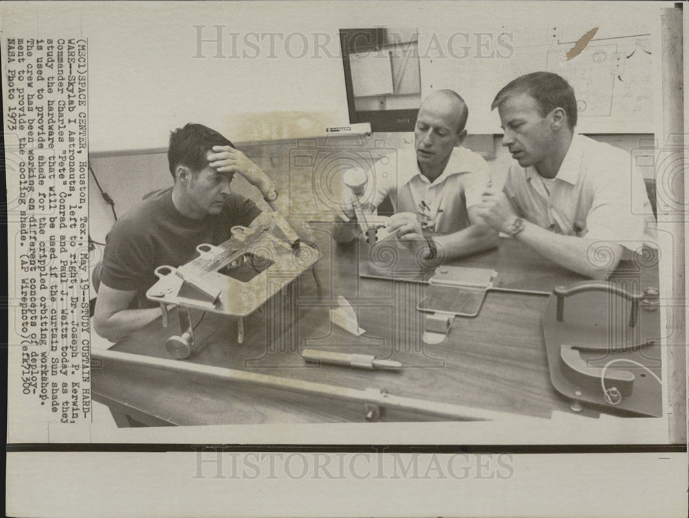 1973 Press Photo Skylab I astronauts Dr. Joesph P. Kerwin, Commander Charles - Historic Images