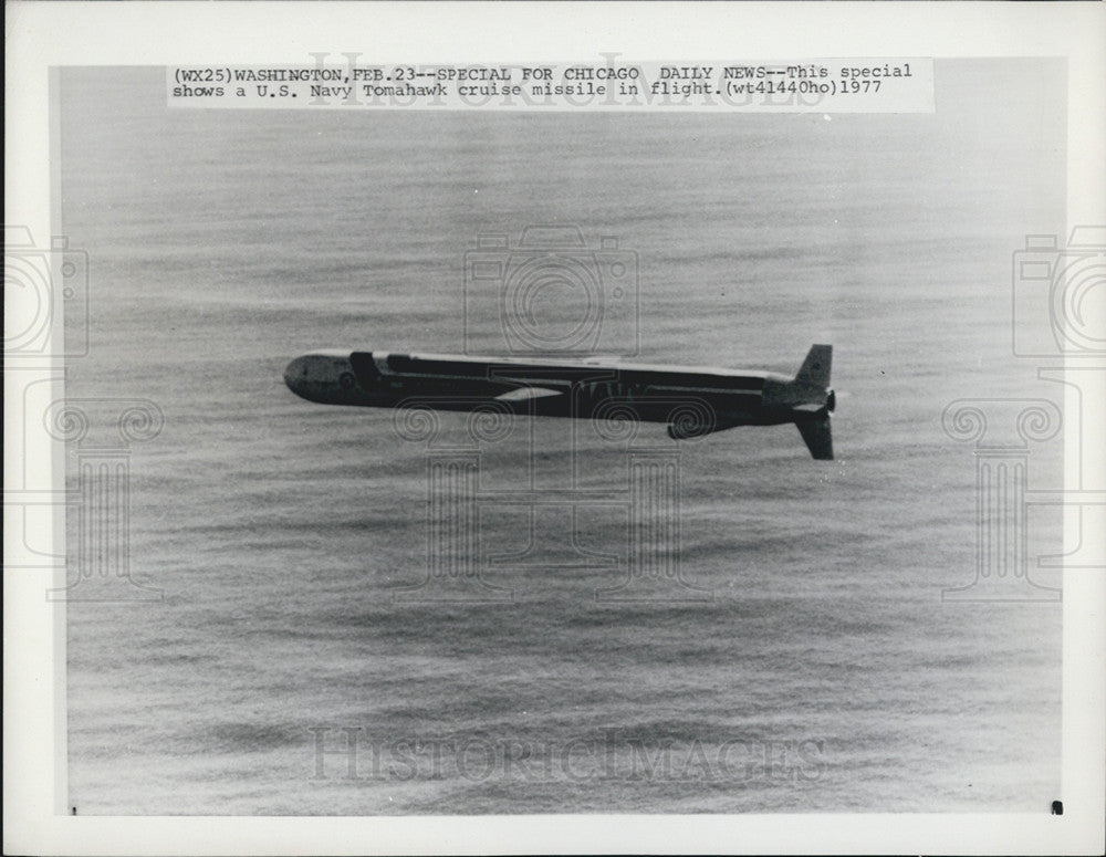 1977 Press Photo US Navy Tomahawk Cruise Missile - Historic Images