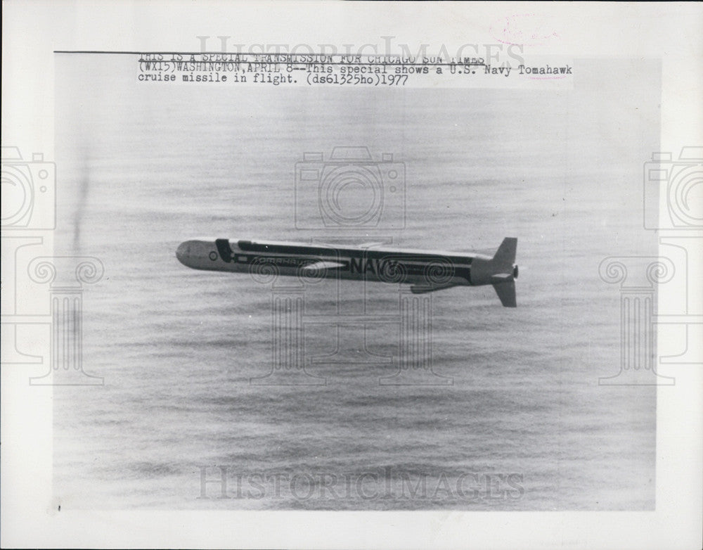 1977 Press Photo US Navy Tomahawk Cruise Missile - Historic Images