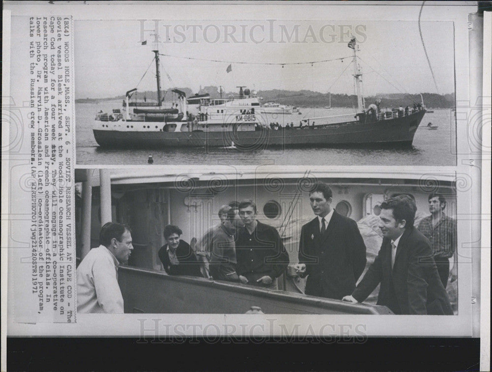 1971 Press Photo Soviet Research Vessel Blesk, Woods Hole Oceanographic Inst - Historic Images