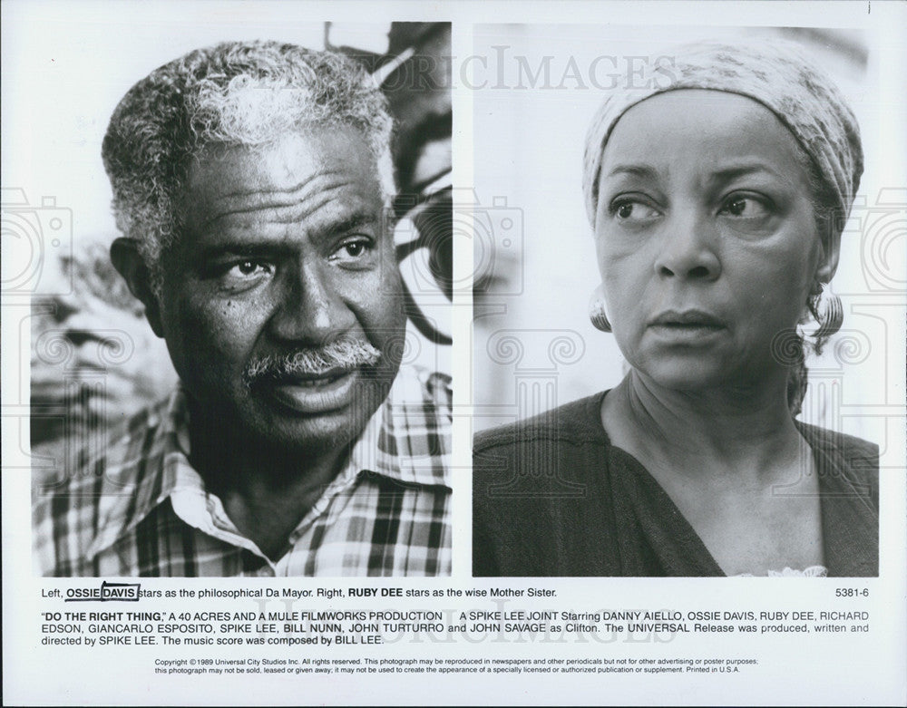 1992 Press Photo Ossie Davis and Ruby Dee Star in &quot;Do the Right Thing&quot; - Historic Images