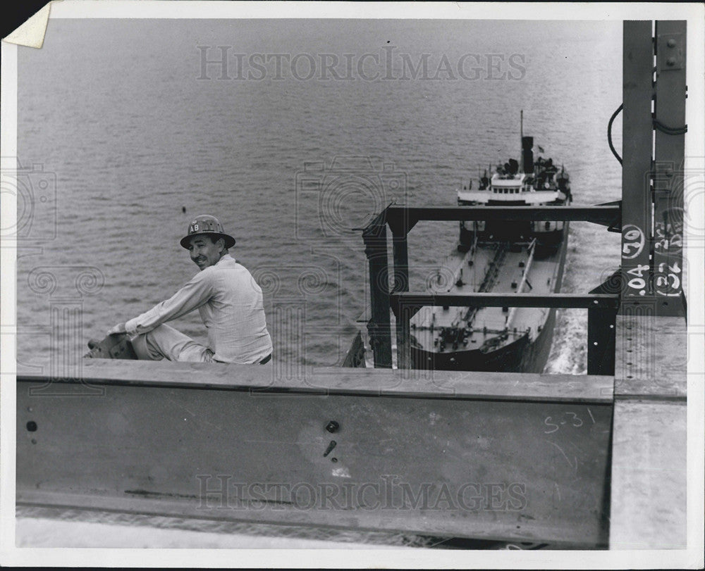 Undated Press Photo Smiling Man Poses for Photo In Front of the Sea - Historic Images