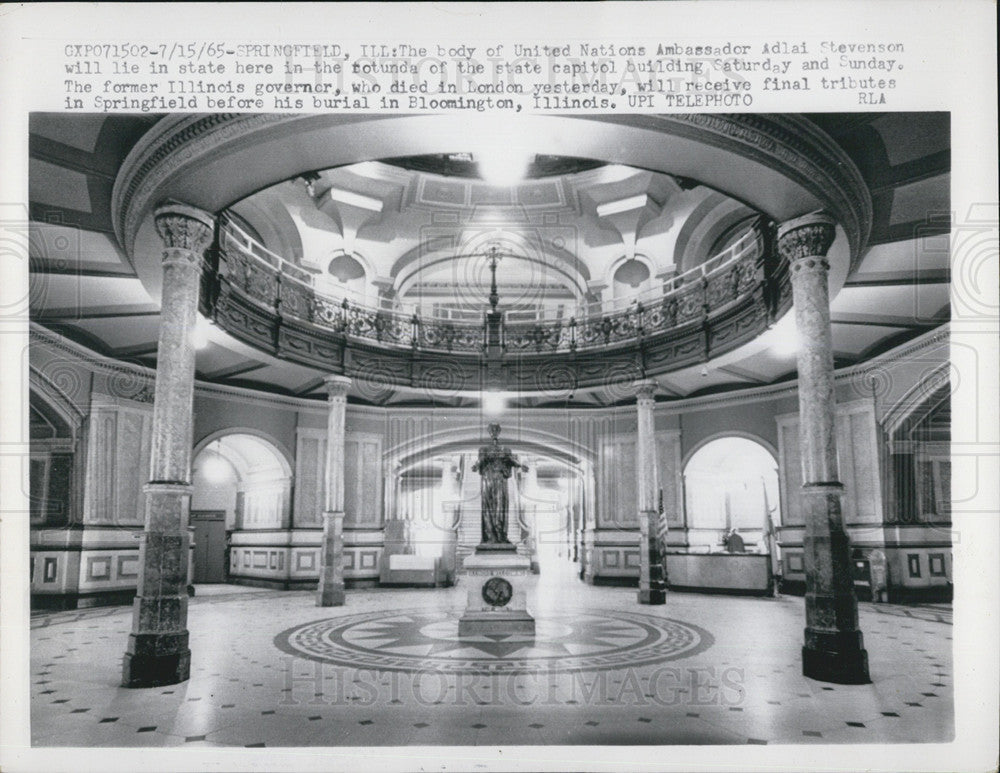 1965 Press Photo Burial UN Ambassador Adlai Stevenson/Illinois State Capitol - Historic Images