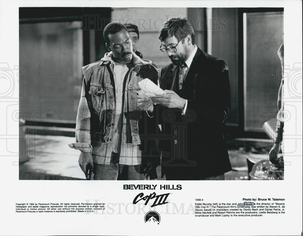 Press Photo Eddie Murphy, John Landis, Beverly Hills Cop III - Historic Images