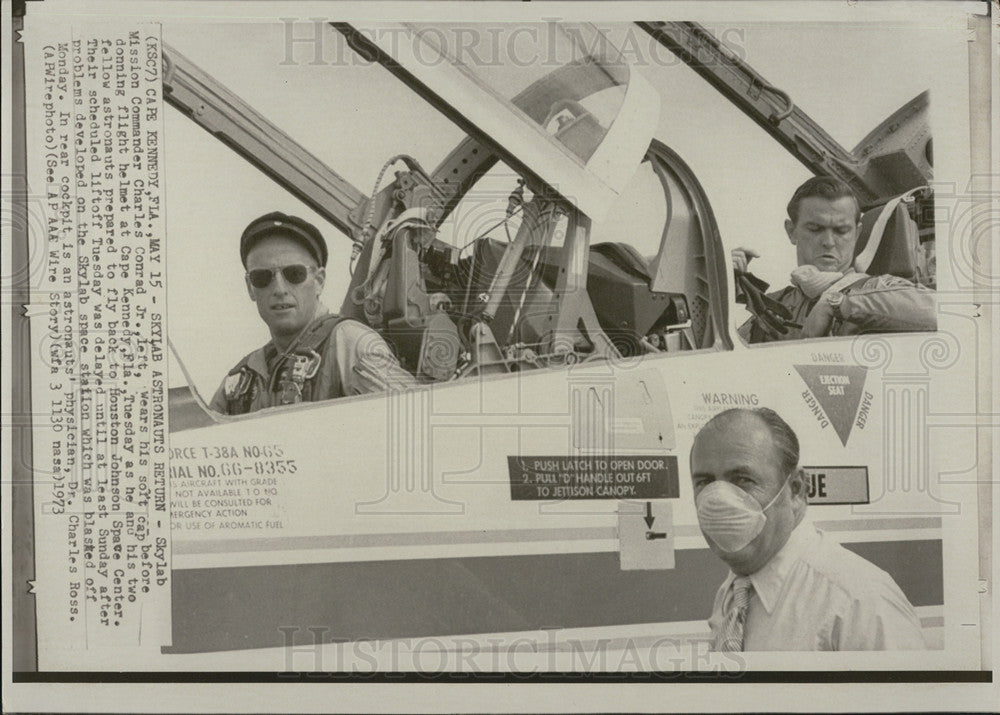 1973 Press Photo Skylab Commander Charles Conrad Jr./Dr. Charles Ross/Physician - Historic Images