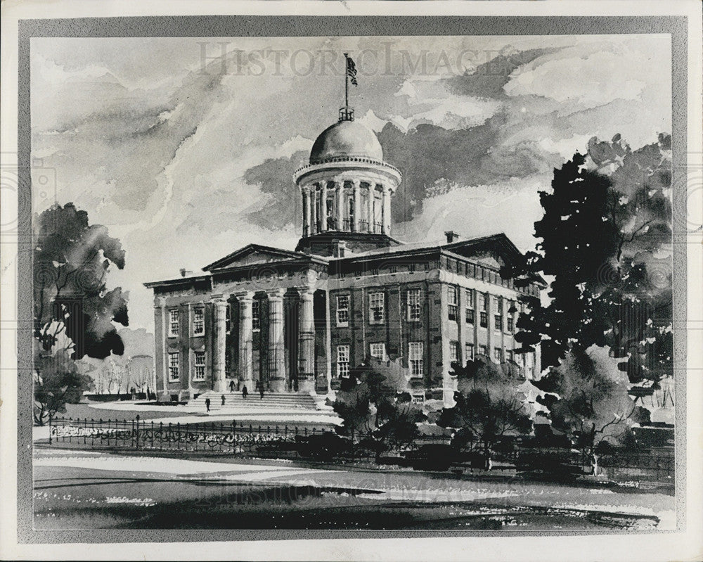 1970 Press Photo Painting, Old State Capitol, Springfield - Historic Images