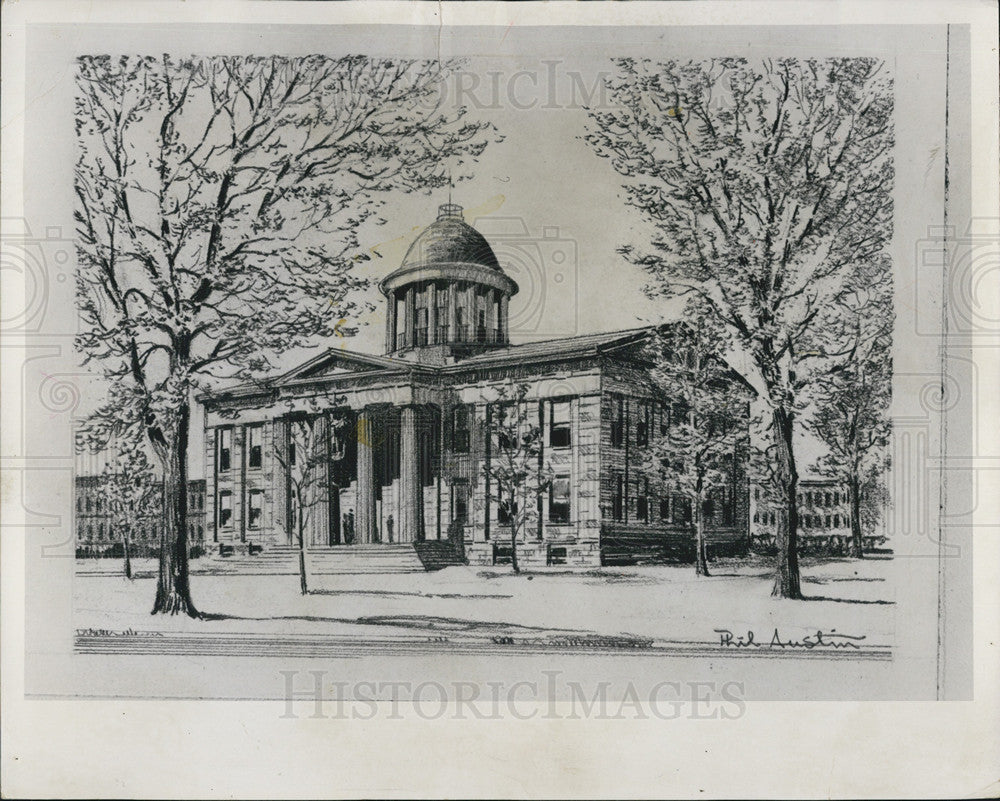 1962 Press Photo Drawing, Old State Capitol, Springfield - Historic Images