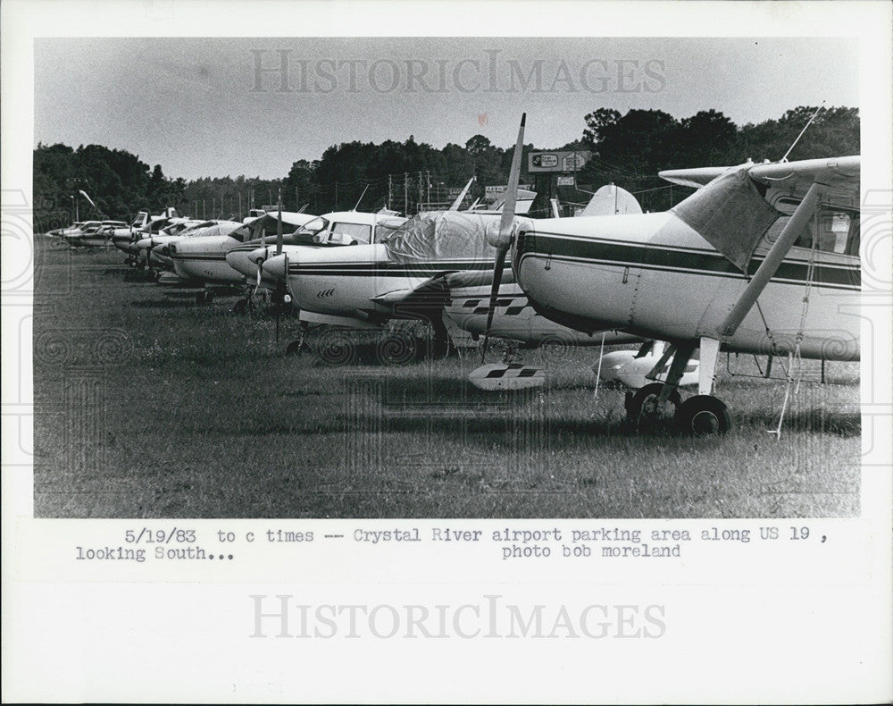 1983 Press Photo Crystal River Airport Parking Area - Historic Images