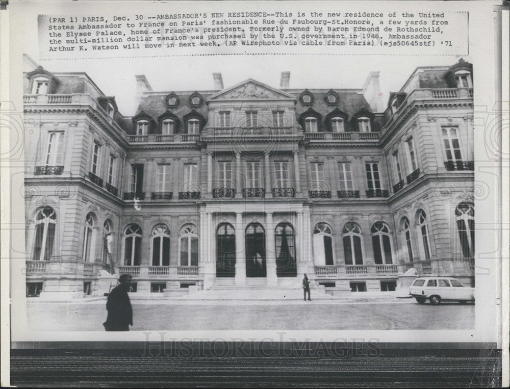 1971 Press Photo New residence of the United States Ambassador to France. - Historic Images