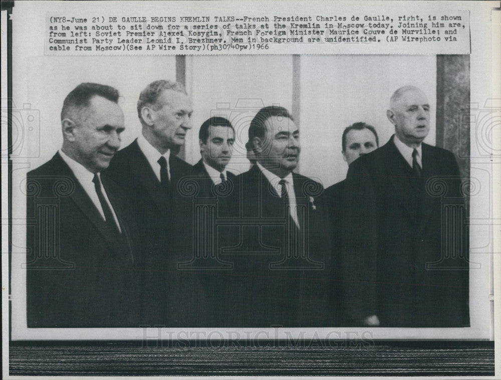 1966 Press Photo French President Charles de Gaulle Participates In Moscow Talks - Historic Images