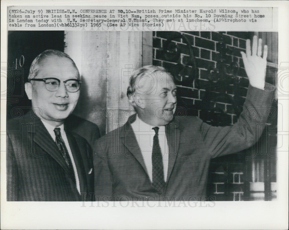 1965 Press Photo British Prime Minister Harold Wilson U.N. Sec. General U Thant - Historic Images