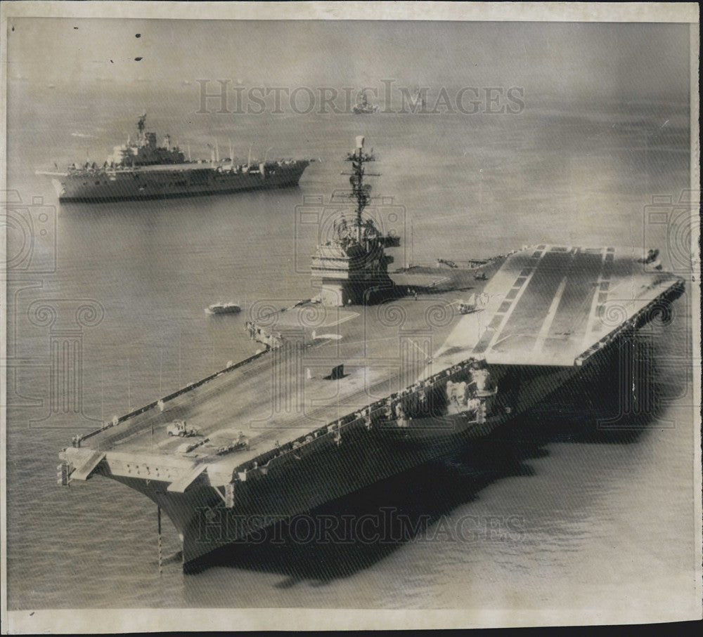 1957 Press Photo International Naval Review U.S.S. Saratoga British Ark Royal - Historic Images