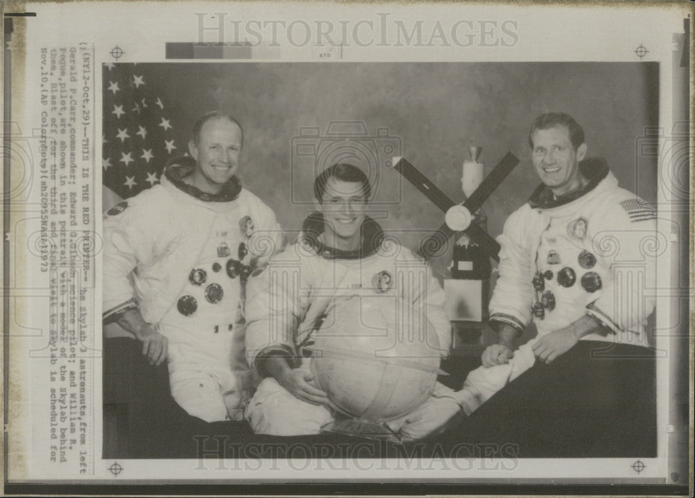 1973 Press Photo Skylab 3 Astronauts Gerald Carr Edward Gibson William Pogue - Historic Images