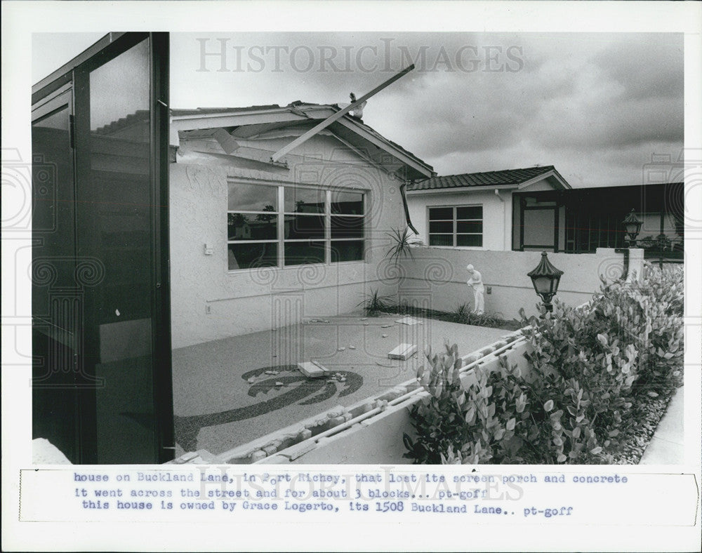 1987 Press Photo Buckland Lane Home, Tornado Damage, Pasco County - Historic Images