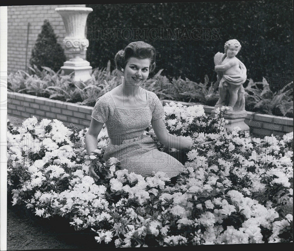 1960 Press Photo Patricia Vance Model Chicago Flower Garden Show White Azaleas - Historic Images