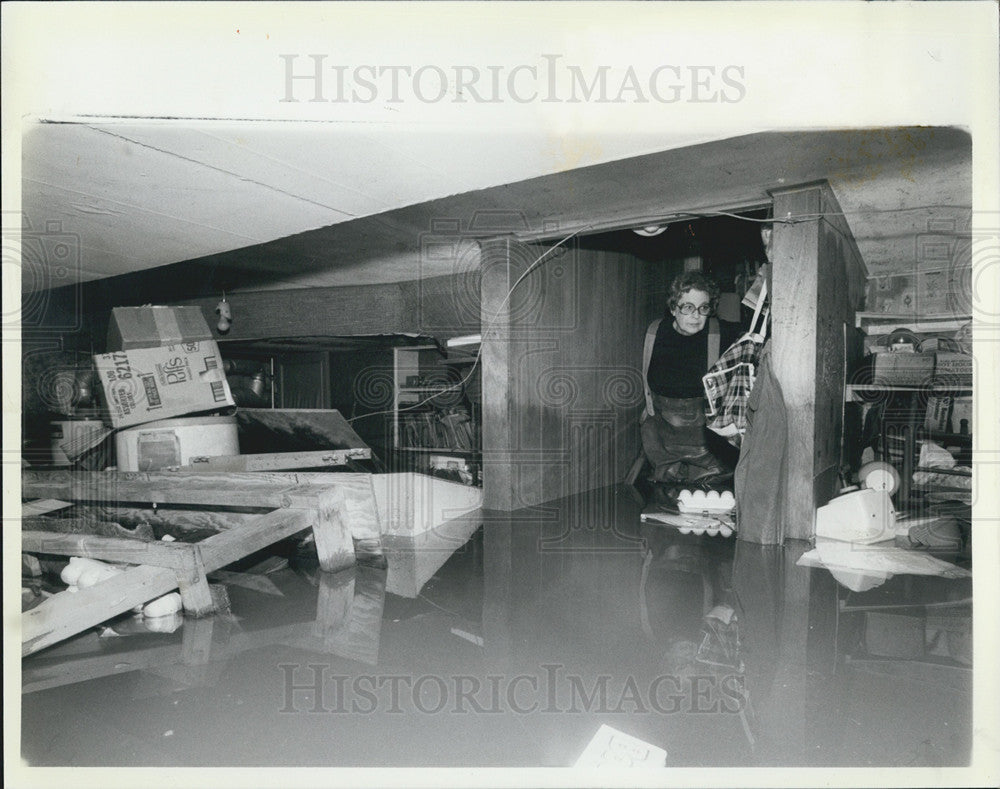 1986 Press Photo Fay Peklay Basement Damage Flood Waters Gurnee Illinois - Historic Images