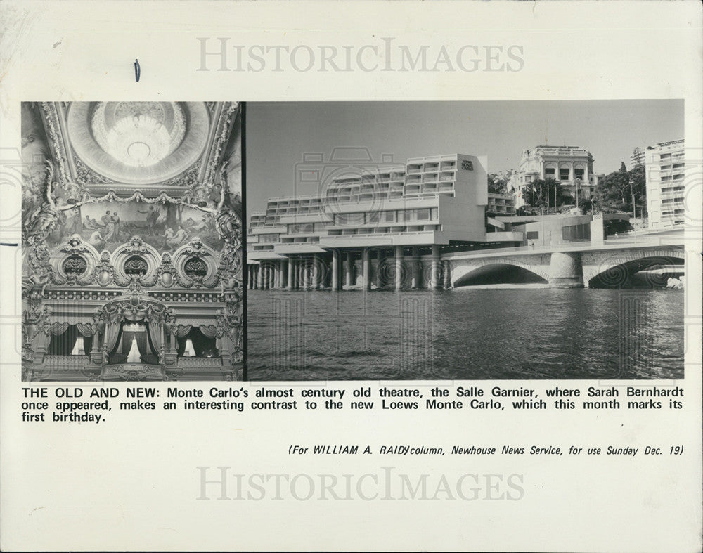 1976 Press Photo Monte Carlo Century Old Theater Salle Garnier New Loews Monaco - Historic Images