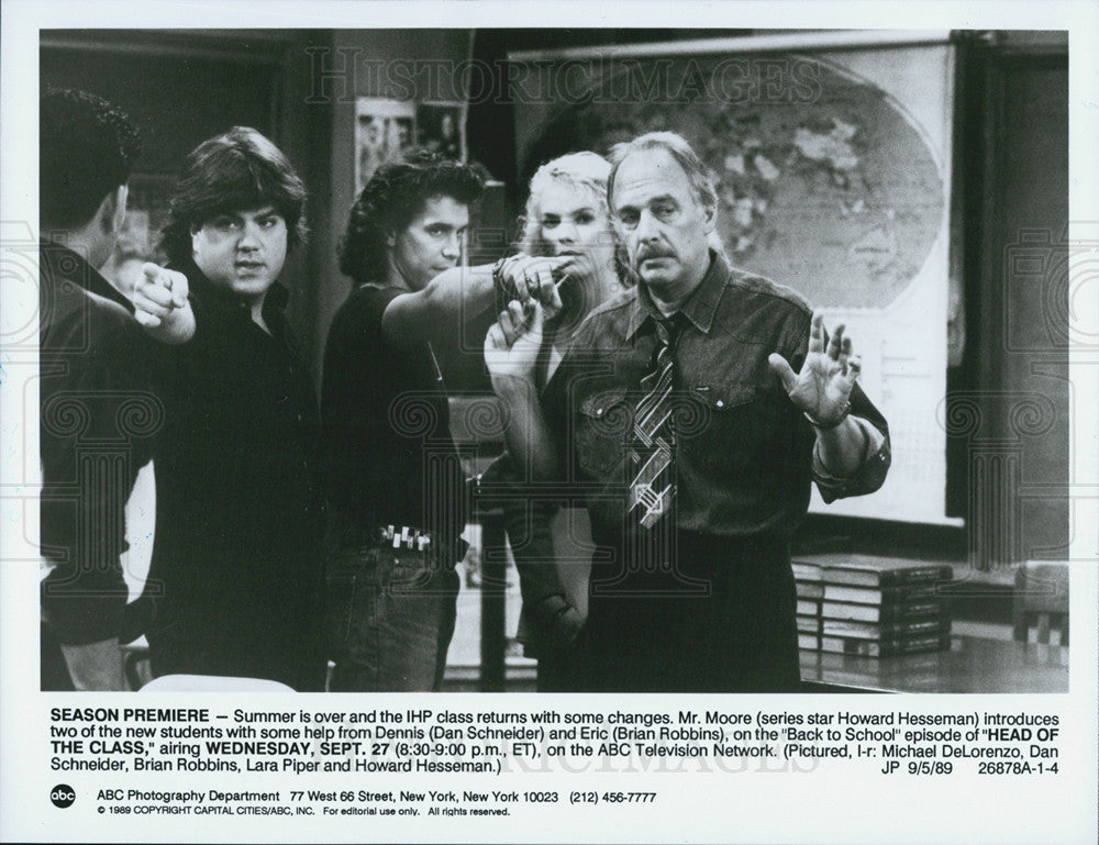 1989 Press Photo Head of the Class Howard Hesseman Dan Schneider Brian Robbins - Historic Images
