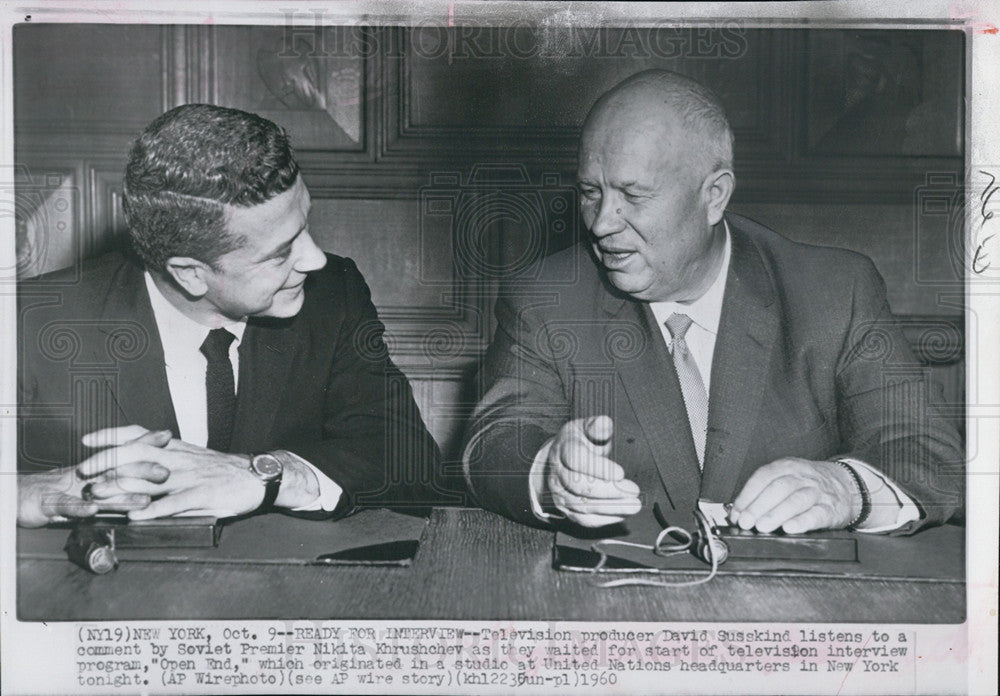 1960 Press Photo Soviet Premier Nikita Khrushchev, with Television  Producer. - Historic Images