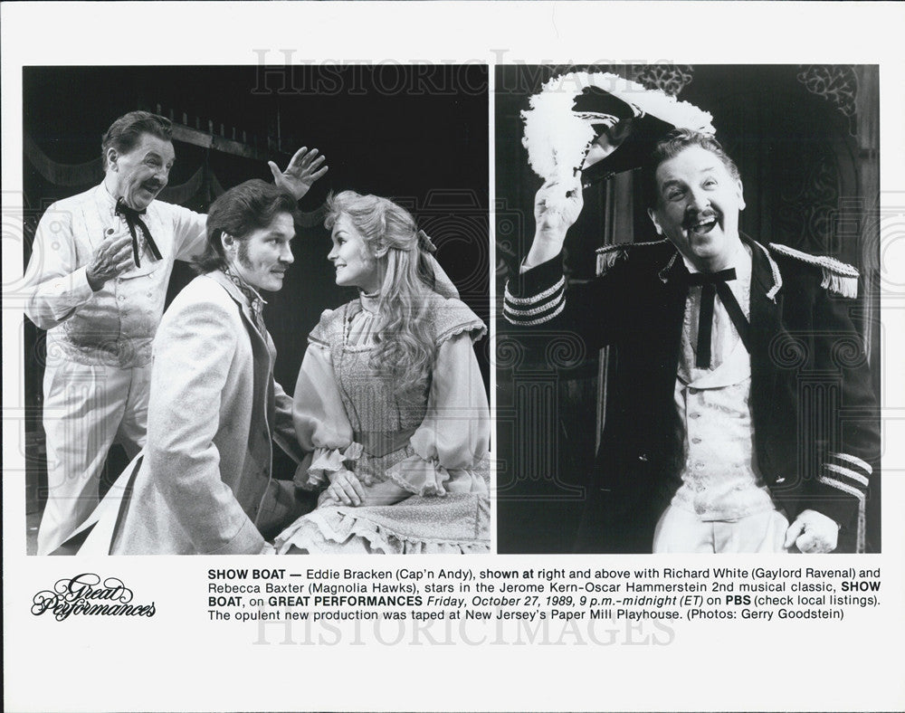 1989 Press Photo Actor Eddie Bracken, RIchard White, and Rebecca Baxter - Historic Images