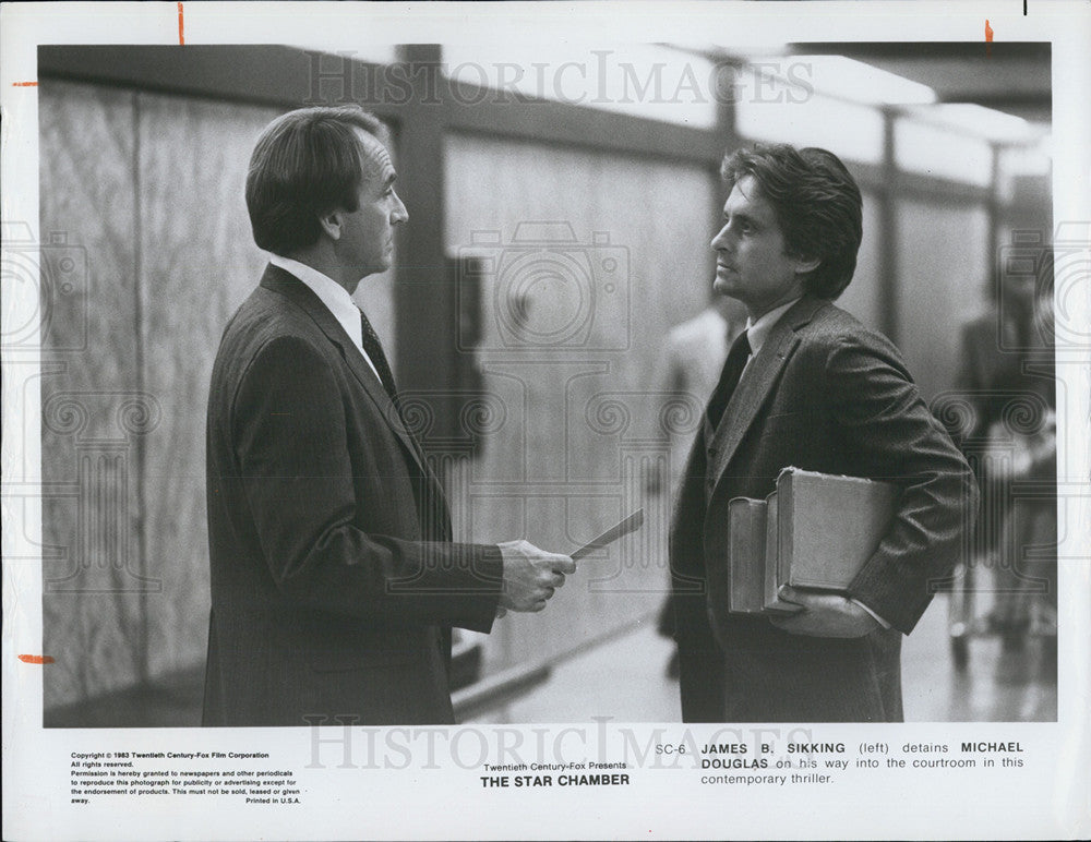 1984 Press Photo COPY James Sikking And Michael Douglas In The Star Chamber - Historic Images