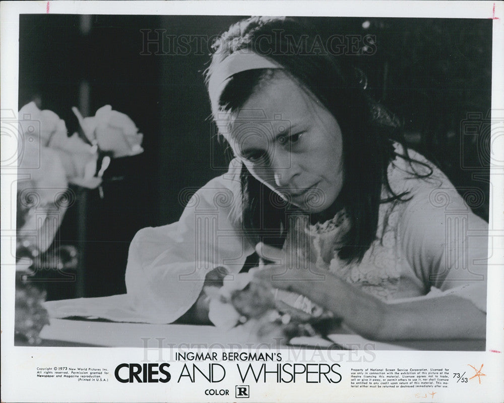 1973 Press Photo Actress Harriet Andersson in Bergman&#39;s &quot;Cries and Whispers&quot; - Historic Images